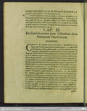 Cap. III. De Consideratione Iuris Victualium circa Emtionem Venditionem
