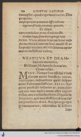 Vestivus et Deambulatio matutina.