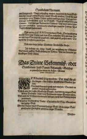 "Symbolum [...] Sancti Athanasti [...]"