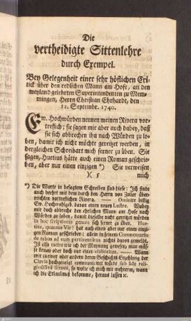 Die vertheidigte Sittenlehre durch Erempel.