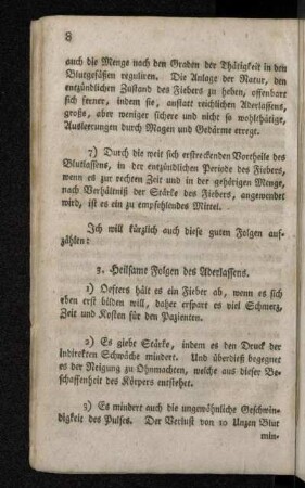 3. Heilsame Folgen des Aderlassens.