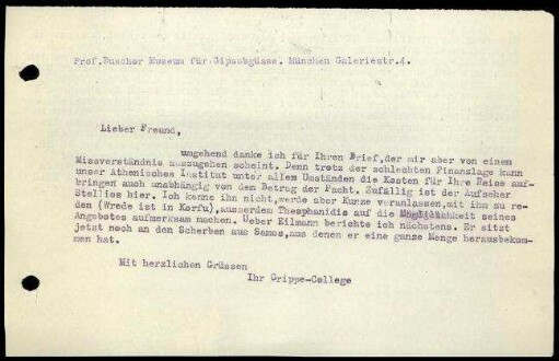 G. Karo an E. Buschor
