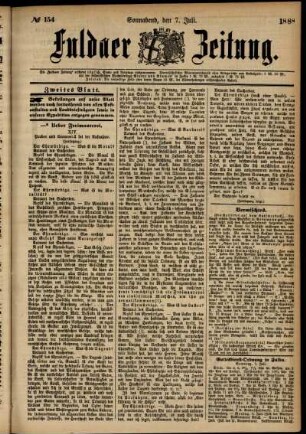 Zweite Ausgabe vom Samstag, den 07. Juli 1888.