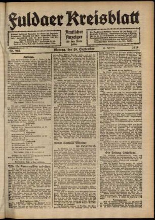 Ausgabe vom Montag, den 29. September 1919.