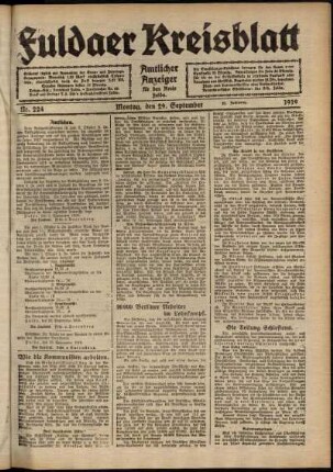 Ausgabe vom Montag, den 29. September 1919.