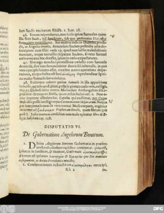 Disputatio VI. De Gubernatione Angelorum Bonorum.
