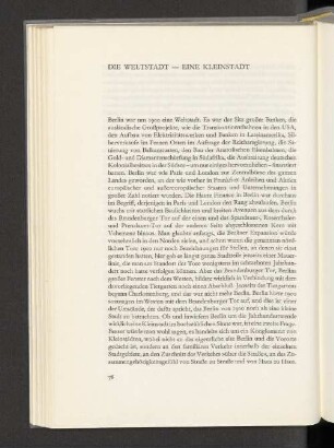 Die Weltstadt - eine Kleinstadt