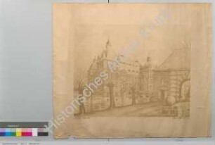 Zeichnung von Schloss Horst, signiert Hermann [?] Plaßmann