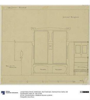 Hinterbrühl, Villa Friedmann, Herrenzimmer, Aufriss der Fensterwand