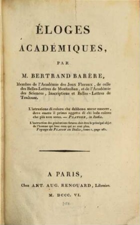 Eloges académiques