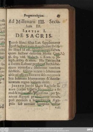 Sectio I. De Sacris.