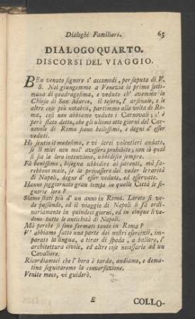 Dialoghi Familiari. Dialogo Quarto. Discorsi Del Viaggio