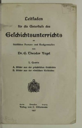 1 = Quarta: Bilder aus der griechischen Geschichte, Bilder aus der römischen Geschichte