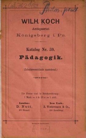 Katalog. 59. [ca. 1890]