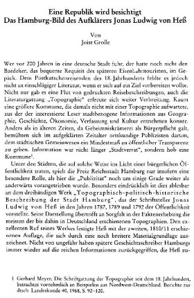 Eine Republik wird besichtigt : das Hamburg-Bild des Aufklärers Jonas Ludwig von Heß