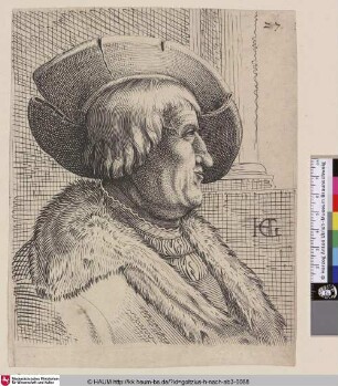 [Porträt eines Mannes mit Hut; Fantasy Portrait of an Old Man With a Hat in Profile; Portret van een man met een hoed]