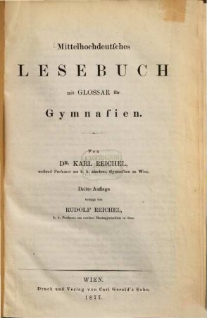 Mittelhochdeutsches Lesebuch mit Glossar für Gymnasien