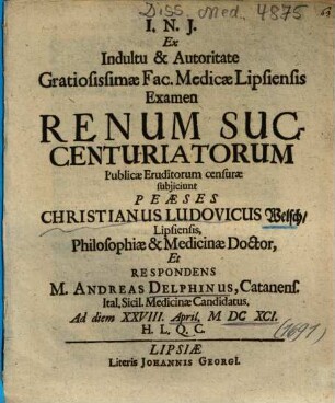 Ex Indultu & Autoritate Gratiosissimae Fac. Medicae Lipsiensis Examen Renum Succenturiatorum