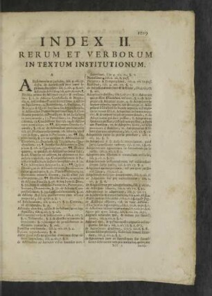 Index II. Rerum et Verborum in Textum Institutionum.