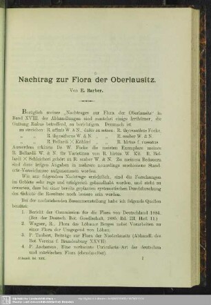 Nachtrag zur Flora der Oberlausitz