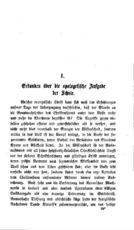 Gedanken über die apologetische Aufgabe der Schule