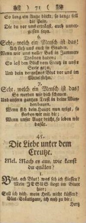 45. Die Liebe unter dem Creutze