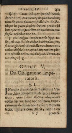 Caput V. De Obligatione Imperatoris.