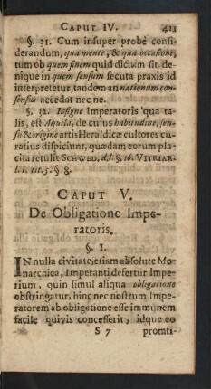 Caput V. De Obligatione Imperatoris.