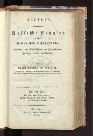 Teil 3: Oleg, vom J. 879 - 913 ; zweiter GrosFürst und zweiter Stifter des Russischen Reichs