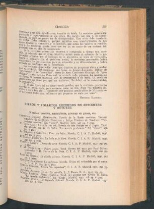 Libros y folletos recibidos en Setiembre y Octubre