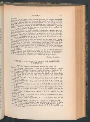 Libros y folletos recibidos en Setiembre y Octubre
