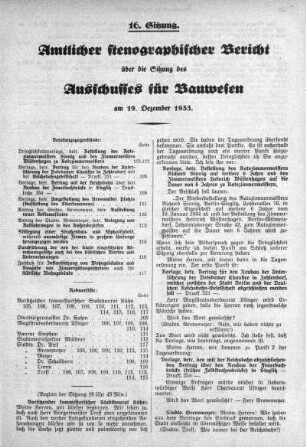 Sitzung 16, 19. Dezember 1933