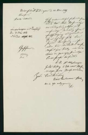 Mitteilung bezügl. Einschreiben ins Staatbuch (03.05.1861)
