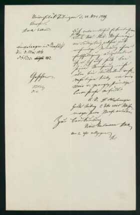 Mitteilung bezügl. Einschreiben ins Staatbuch (03.05.1861)
