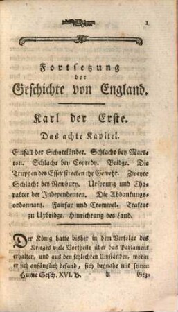 David Hume, Esq. Geschichte von Großbritannien : Aus dem Englischen übersetzt. 16, Von Karl dem Ersten