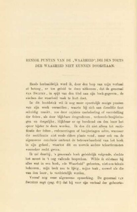 Eenige punten van de "waarheid", die den toets der waarheid niet kunnen doorstaan