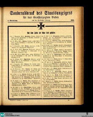 Sonderabdruck des Staatsanzeigers für Baden, Sonderabdruck des Staatsanzeigers
