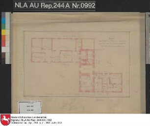 Amtsgebäude Stickhausen: Grundriss Parterre mit Einzeichnung einer Beamtenwohnung