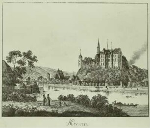 Meißen, Ansicht der Stadt und des Schloßberges