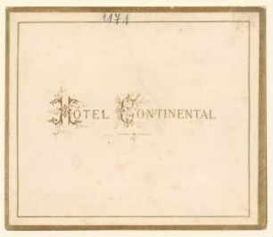 Menükarte : Menü, Hotel Continental