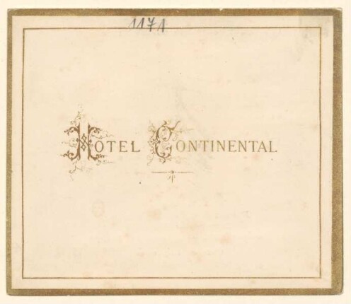 Menükarte : Menü, Hotel Continental
