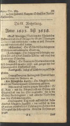Die IX. [XI.] Abtheilung. von Anno 1633. biß 1638.