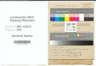 Entnazifizierung Martha Sandhoff , geb. 14.12.1883 ()