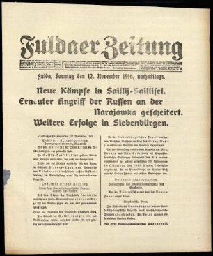 Ausgabe vom Sonntag, den 12. November 1916.