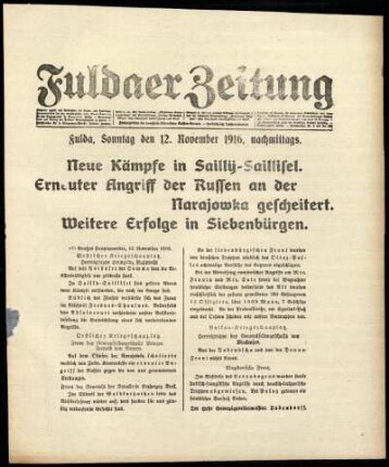 Ausgabe vom Sonntag, den 12. November 1916.