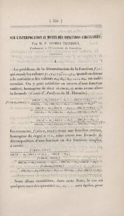 Sur l'interpolation au moyen des fonctions circulaires.