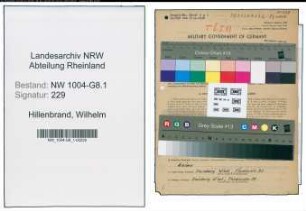 Entnazifizierung Wilhelm Hillenbrand , geb. 16.01.1901 (Werkmeister)