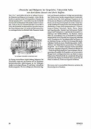 "Deutsche und Bulgaren im Gespräch", Universität Sofia
