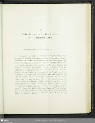 II. Rede des antretenden Rectors Dr. phil. Ferdinand Zirkel : Das Experiment in der Geologie