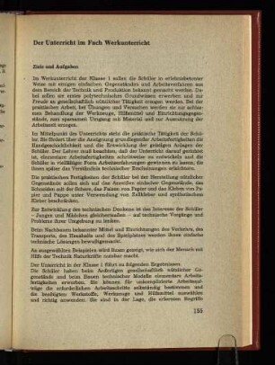 Der Unterricht im Fach Werkunterricht
